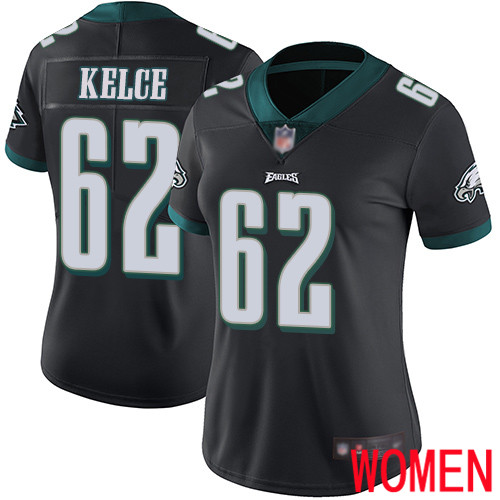 Women Philadelphia Eagles 62 Jason Kelce Black Alternate Vapor Untouchable NFL Jersey Limited Player Football